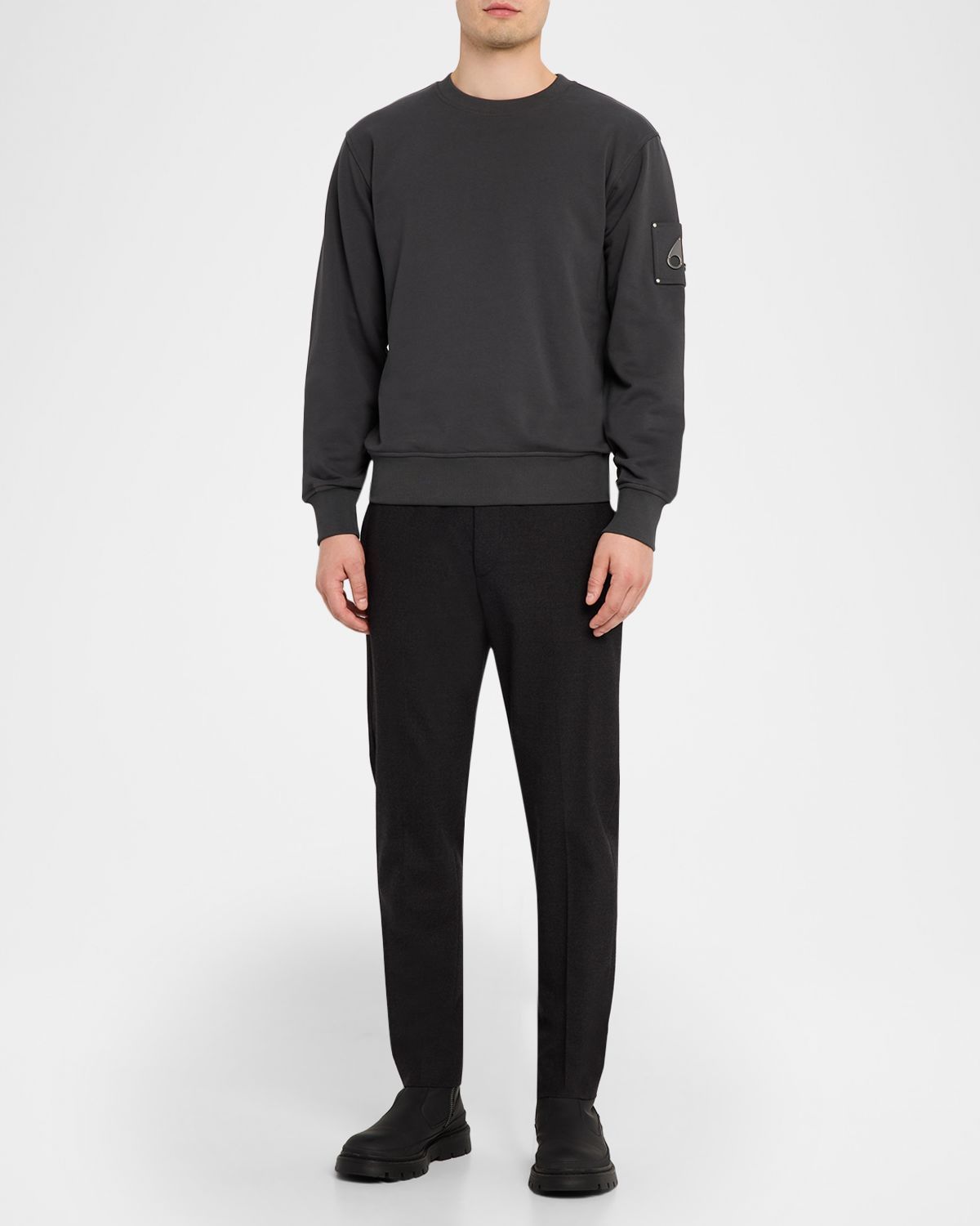 Moose Knuckles Men 's Hartsfield Cotton Terry Crewneck Sweater