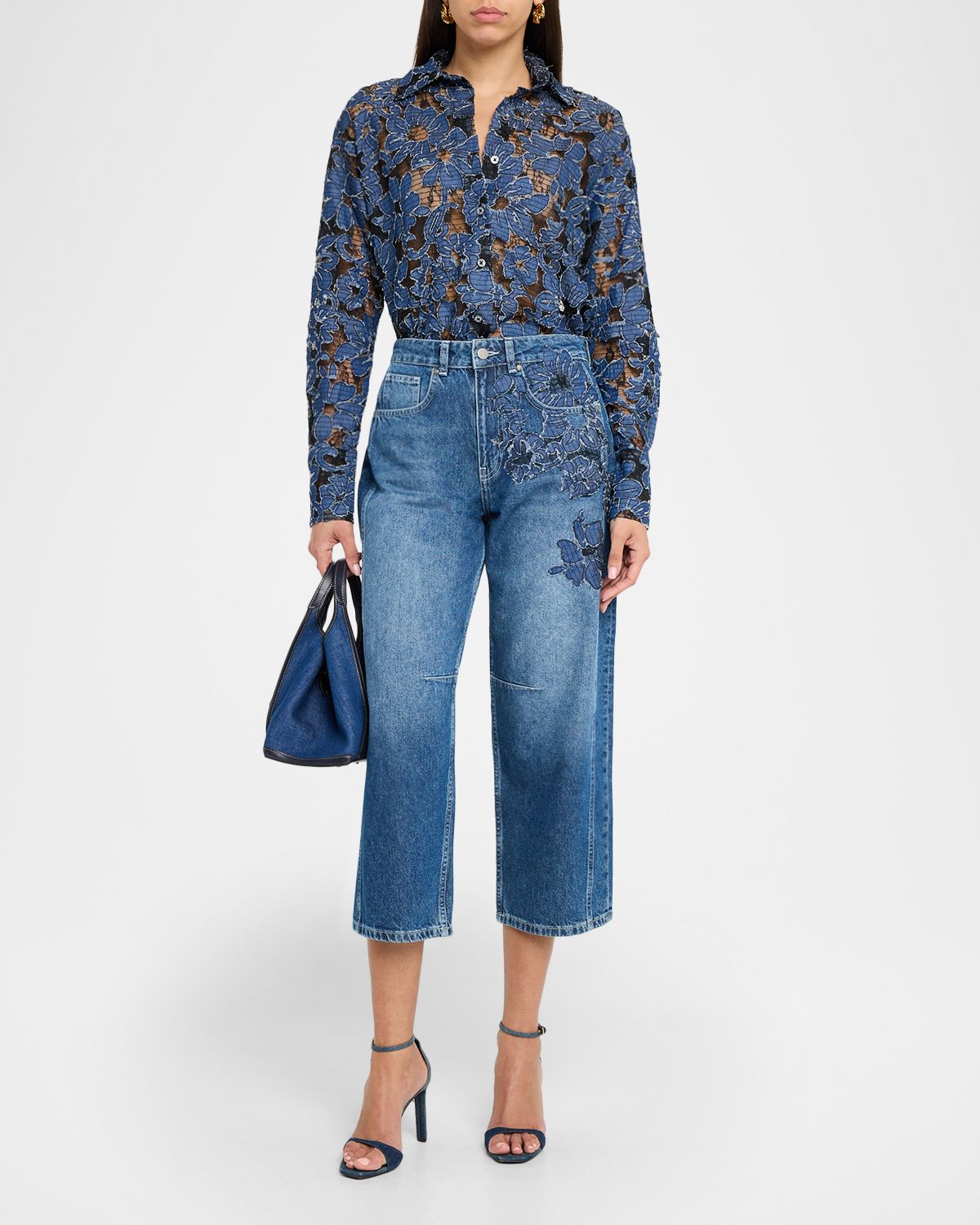JBQ Archie Floral Embroidered Cropped Jeans | Thumbnail 5