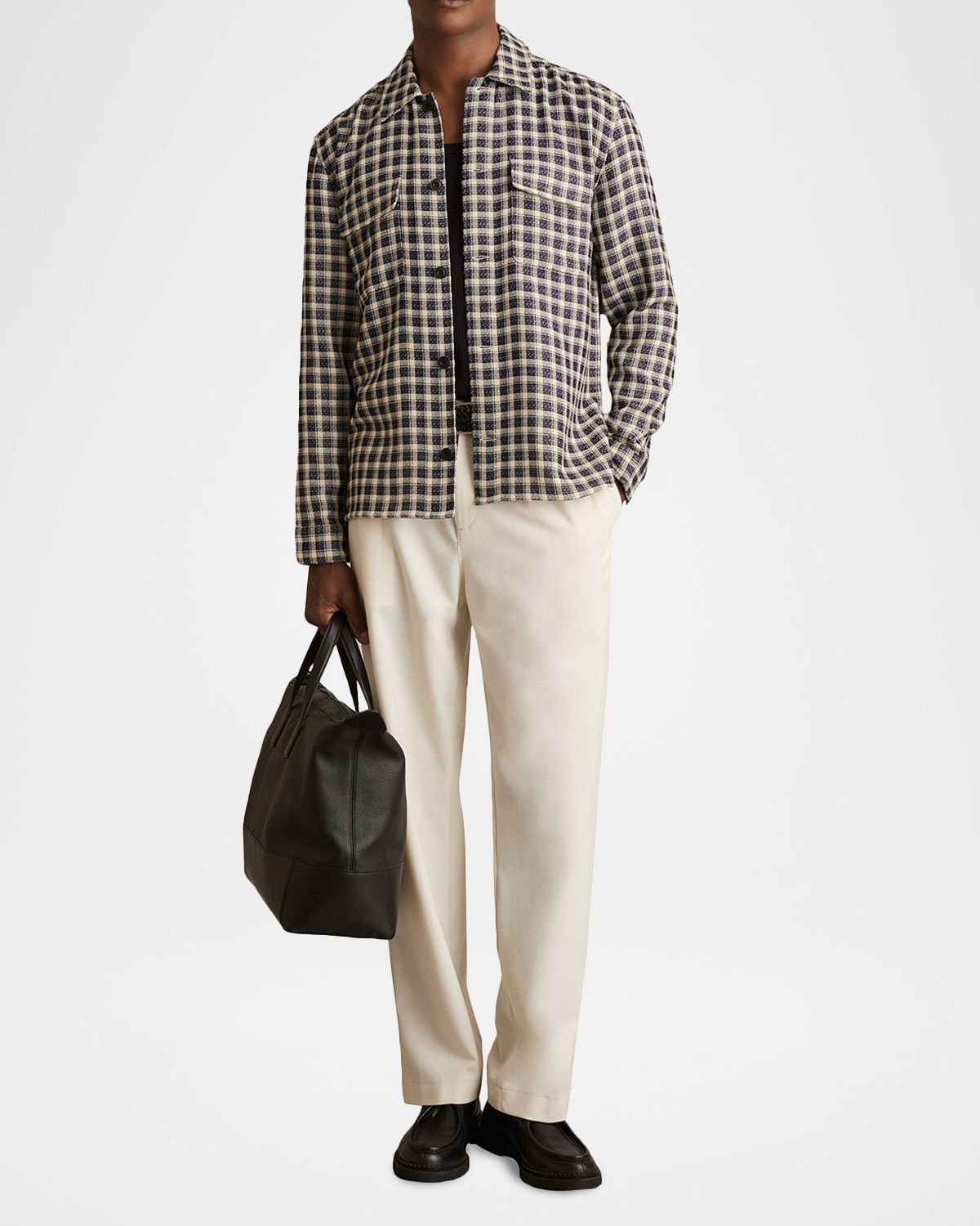 Reiss Men 's Ribona Woven Check Twin Pocket Overshirt