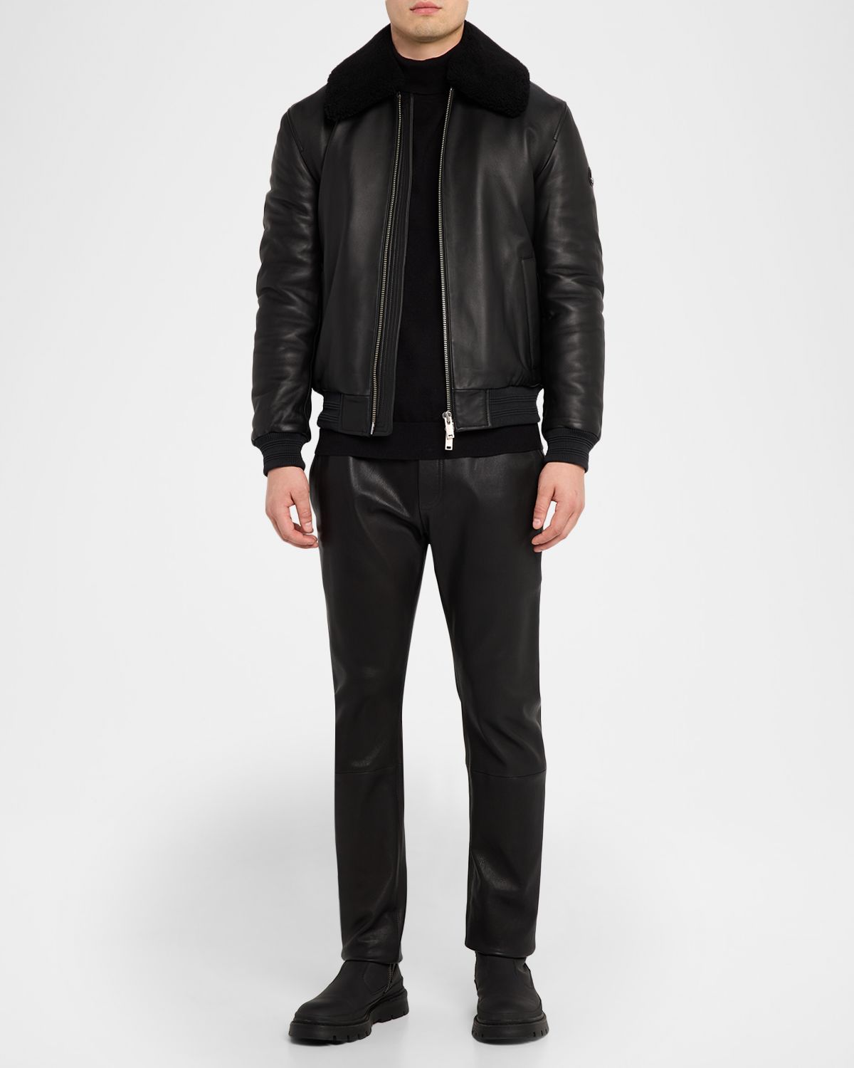 Moose Knuckles Men 's Toba Bomber Jacket with Shearling Collar