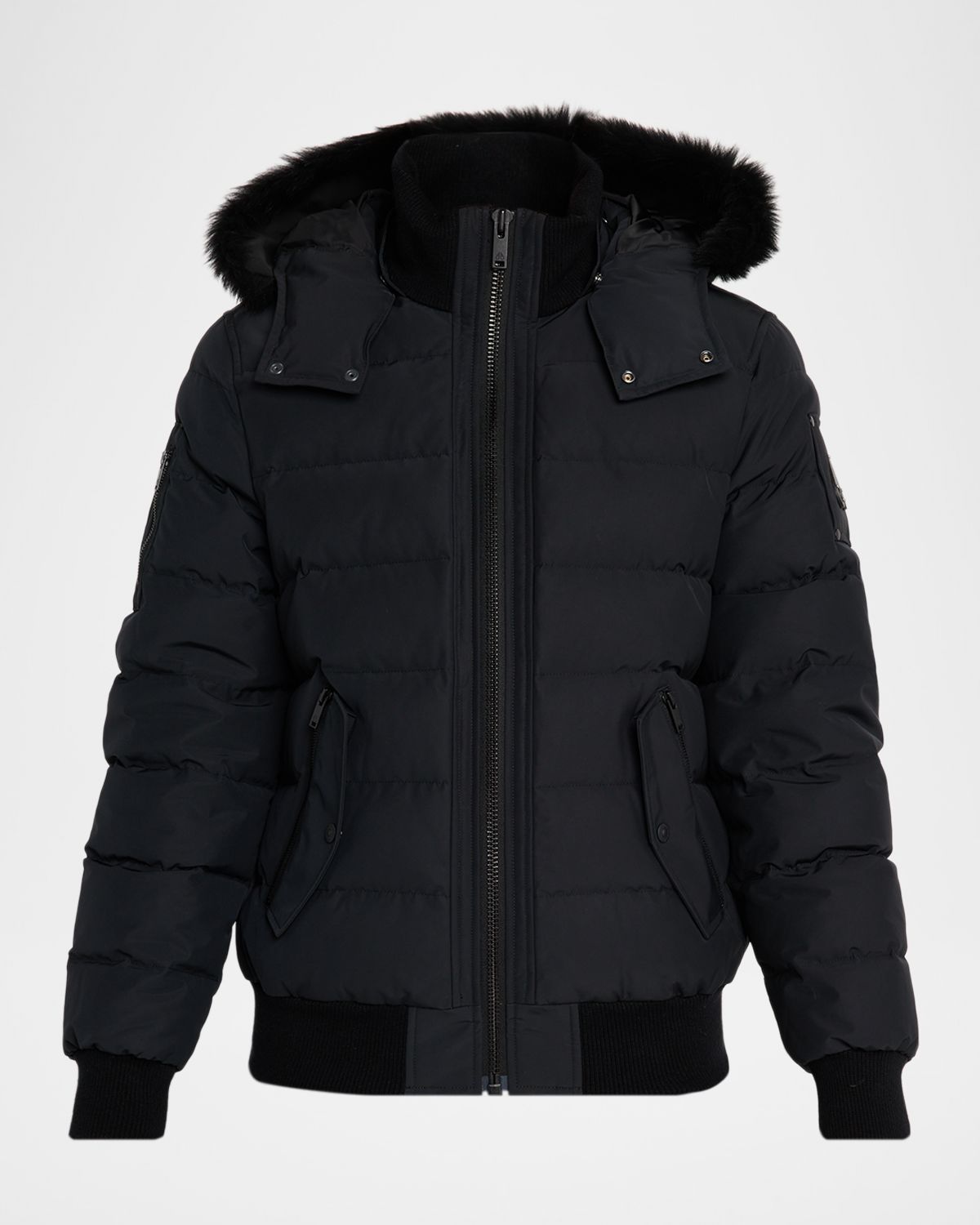 Moose Knuckles Men 's Onyx Scotchtown Shearling-Trim Bomber Jacket