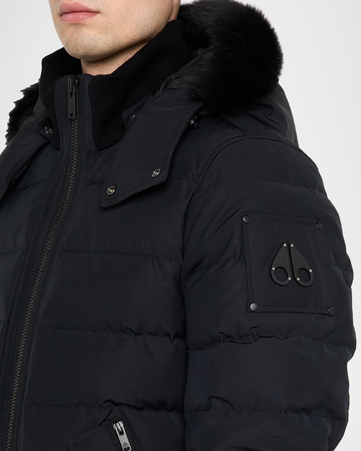Moose Knuckles Men 's Onyx Scotchtown Shearling-Trim Bomber Jacket | Thumbnail 5 Moose Knuckles Men 's Onyx Scotchtown Shearling-Trim Bomber Jacket | Thumbnail 5