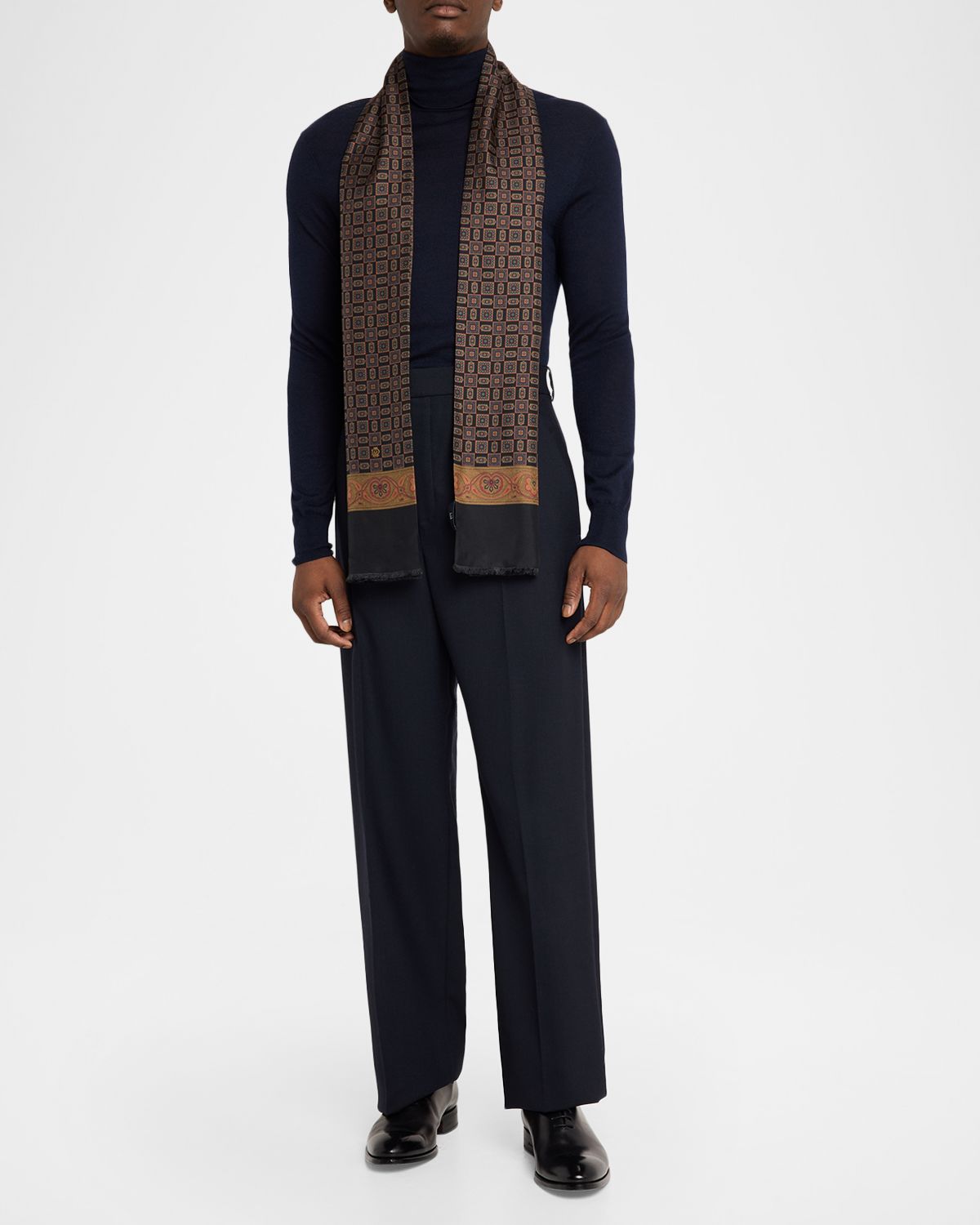 dunhill Men 's Mulberry Silk Medallion Scarf | Thumbnail 4