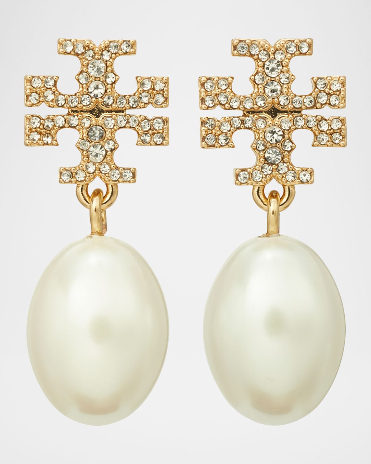 Tory Burch Kira Pave Pearly Drop Earrings
