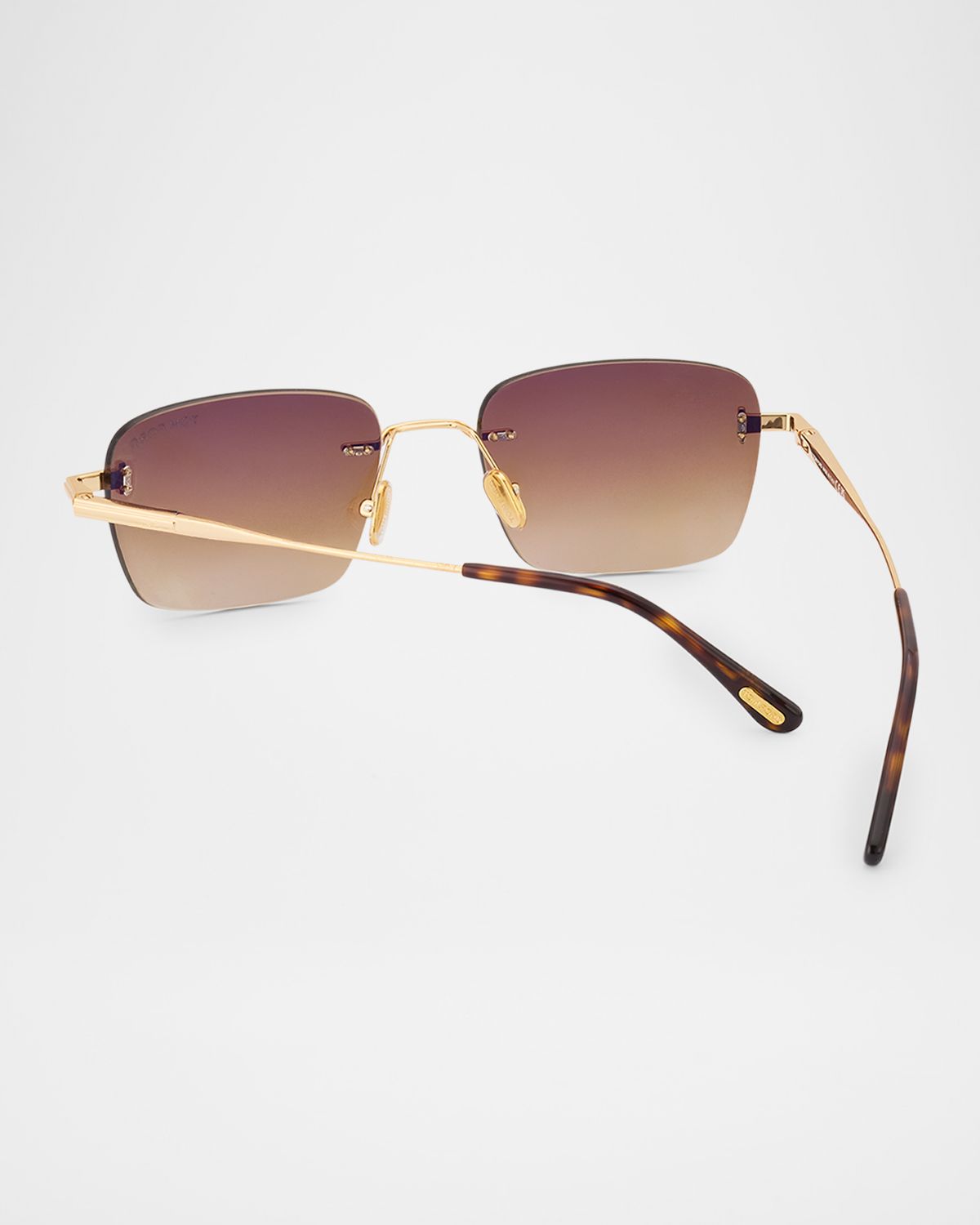 TOM FORD Men's Jake Rimless Rectangular Metal Sunglasses
