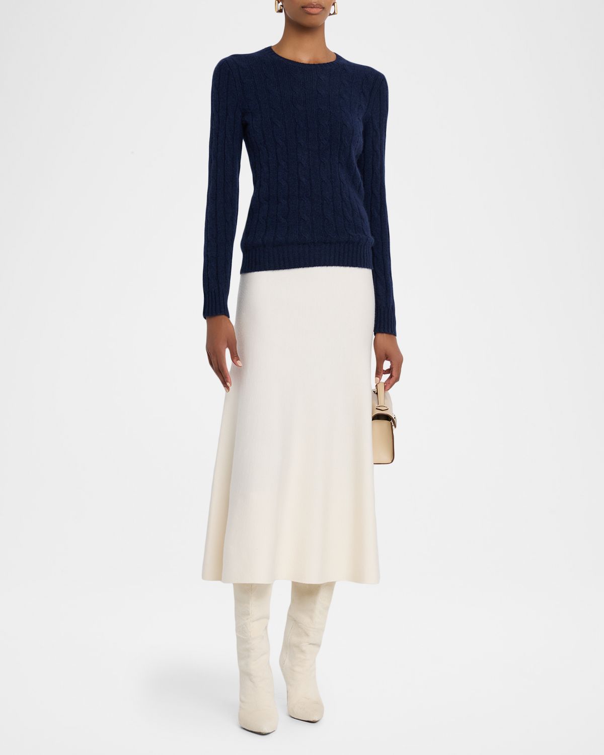 Polo Ralph Lauren Crewneck Cable-Knit Cashmere Sweater