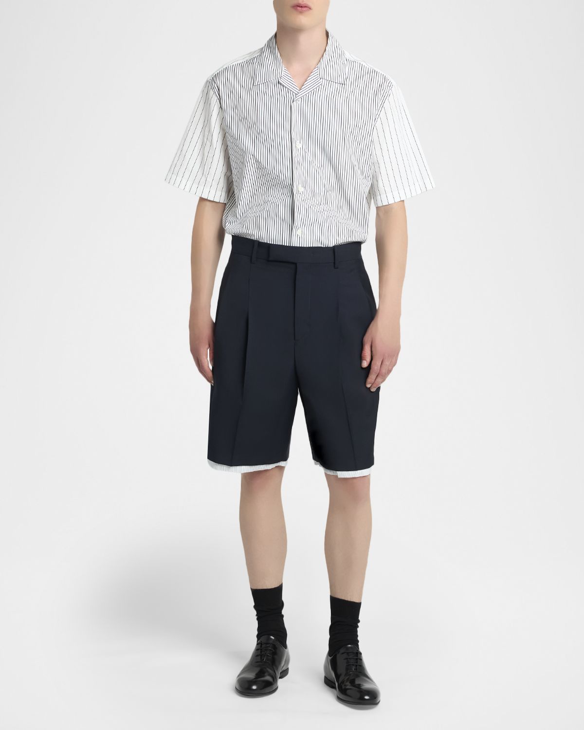 Jil Sander Men 's Cotton Mixed Stripe Short-Sleeve Shirt