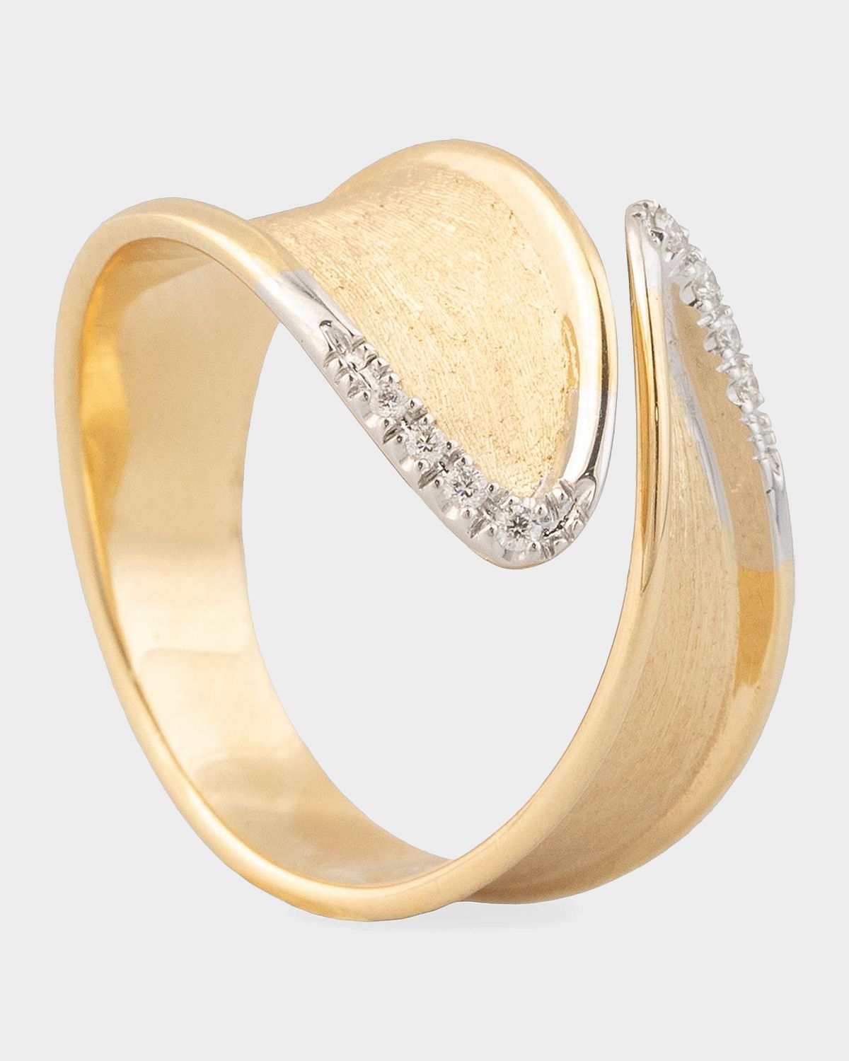 Marco Bicego 18K Yellow and White Gold Diamond Lunaria Twist Ring, Size 7