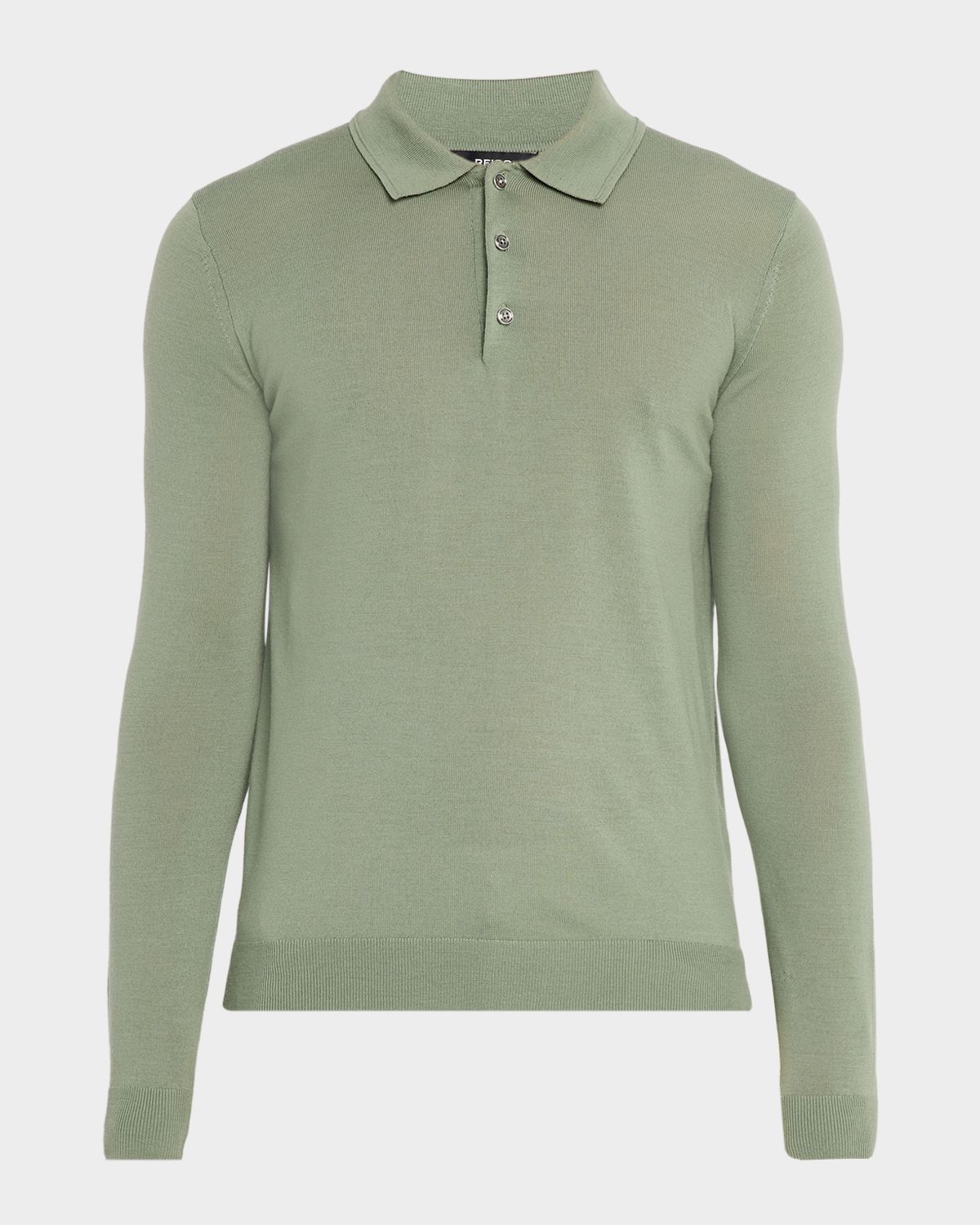 Reiss Men 's Trafford Merino Wool Long-Sleeve Polo Shirt