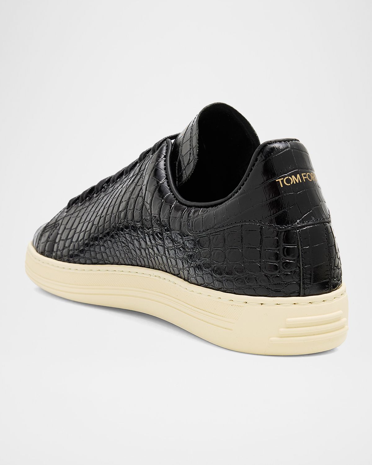 TOM FORD Men 's Warwick Croc-Embossed Leather Sneakers | Thumbnail 4