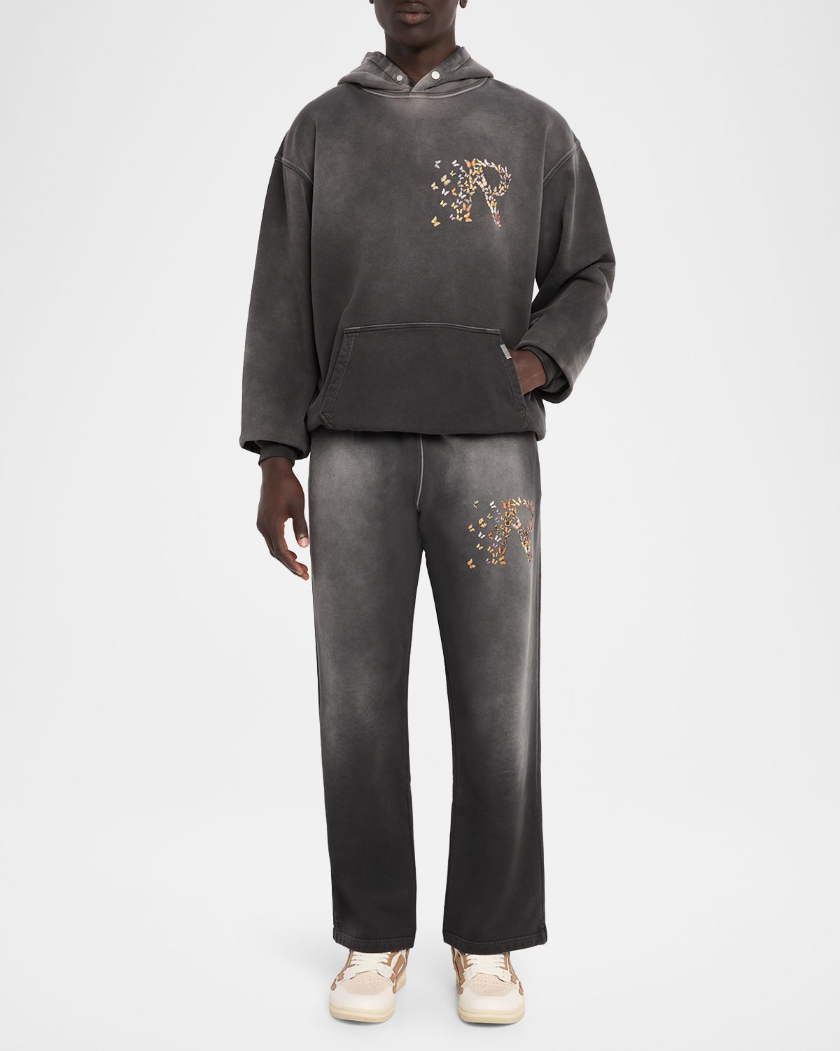 REPRESENT Men 's Butterfly Initial Faded Cotton Hoodie