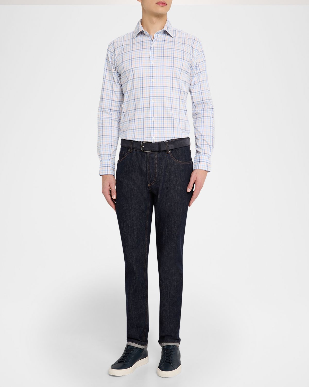 Peter Millar Men 's Warren Crown Lite Cotton-Stretch Plaid Sport Shirt | Thumbnail 5 Peter Millar Men 's Warren Crown Lite Cotton-Stretch Plaid Sport Shirt | Thumbnail 5