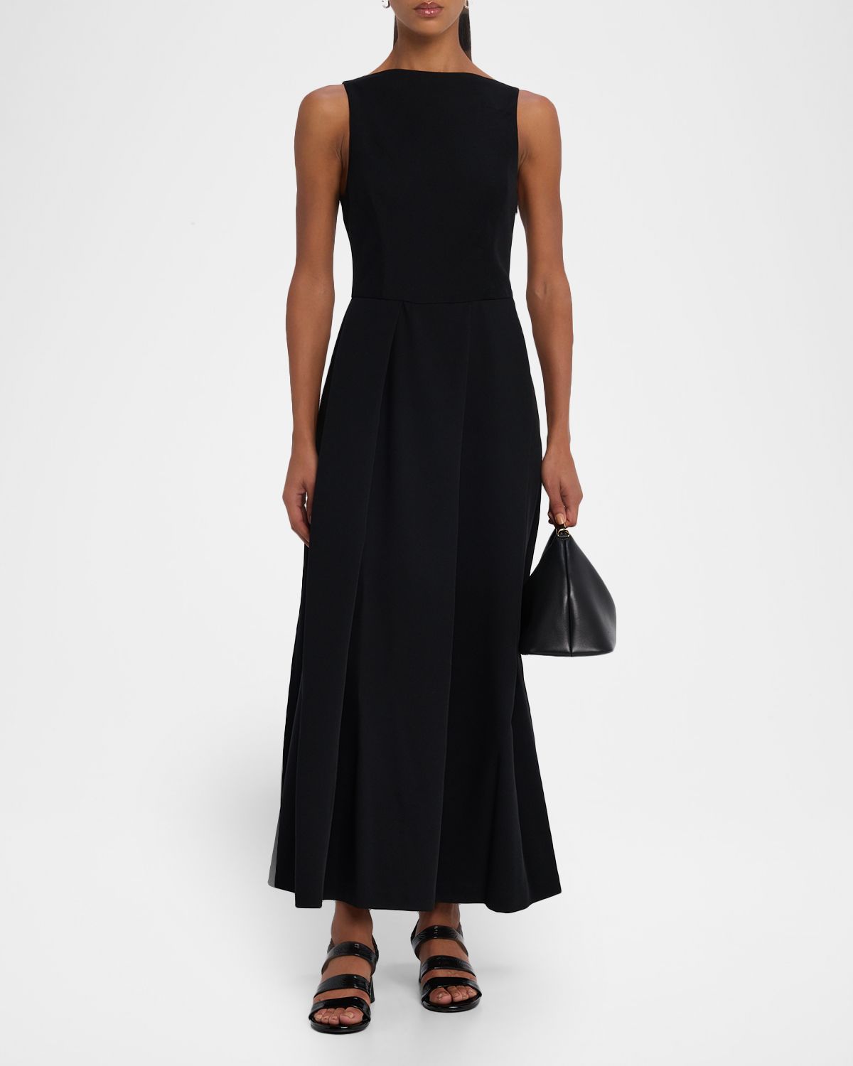 Emporio Armani Bateau-Neck Pleated Cady Maxi Dress | Thumbnail 5