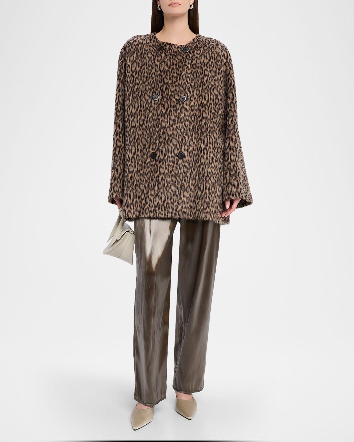 Emporio Armani Fuzzy Leopard-Print Peacoat
