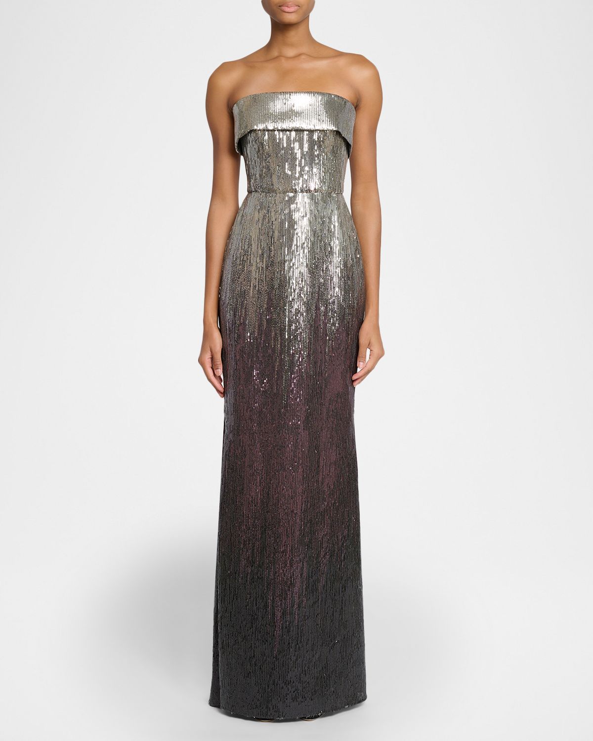 Elie Saab Strapless Gradient Sequined Trumpet Gown