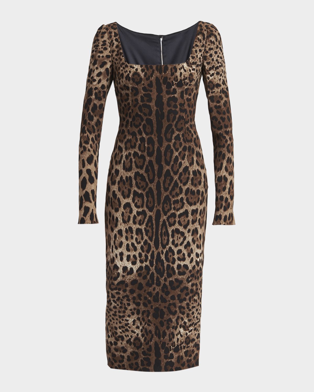 Dolce & Gabbana Leopard-Print Cady Long-Sleeve Midi Dress | Thumbnail 6 Dolce & Gabbana Leopard-Print Cady Long-Sleeve Midi Dress | Thumbnail 6