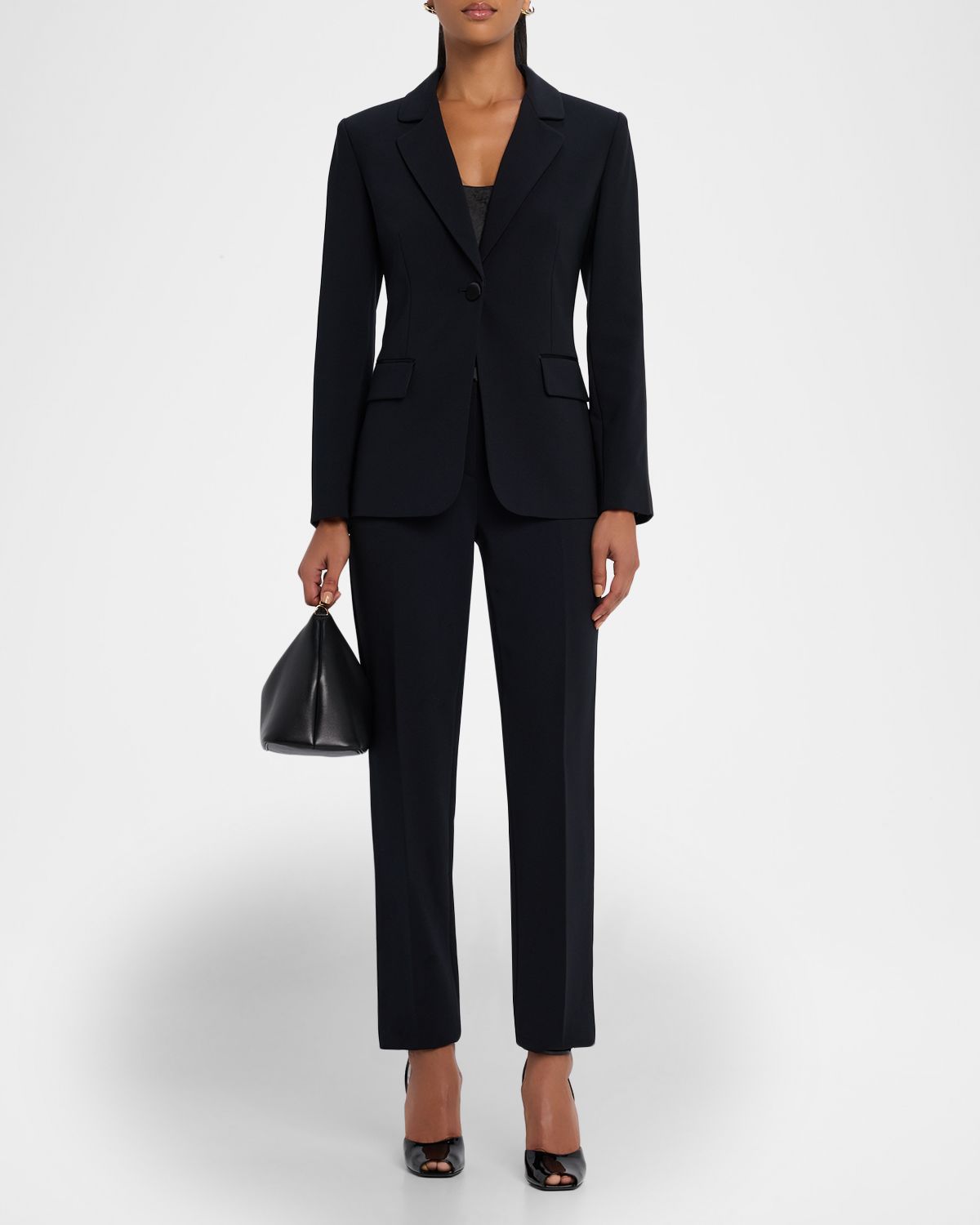Emporio Armani Satin-Waist Straight-Leg Trousers | Thumbnail 5