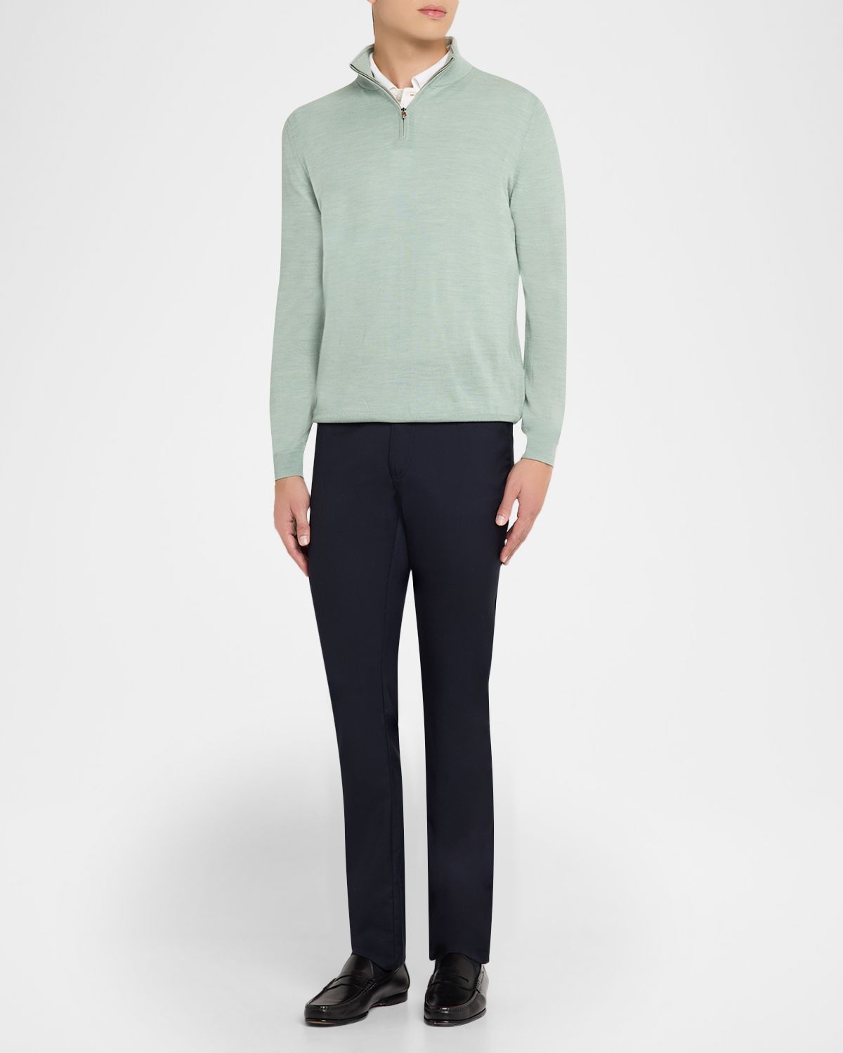 Reiss en 's Blackhall erino Wool Funnel Neck Half-Zip Sweater