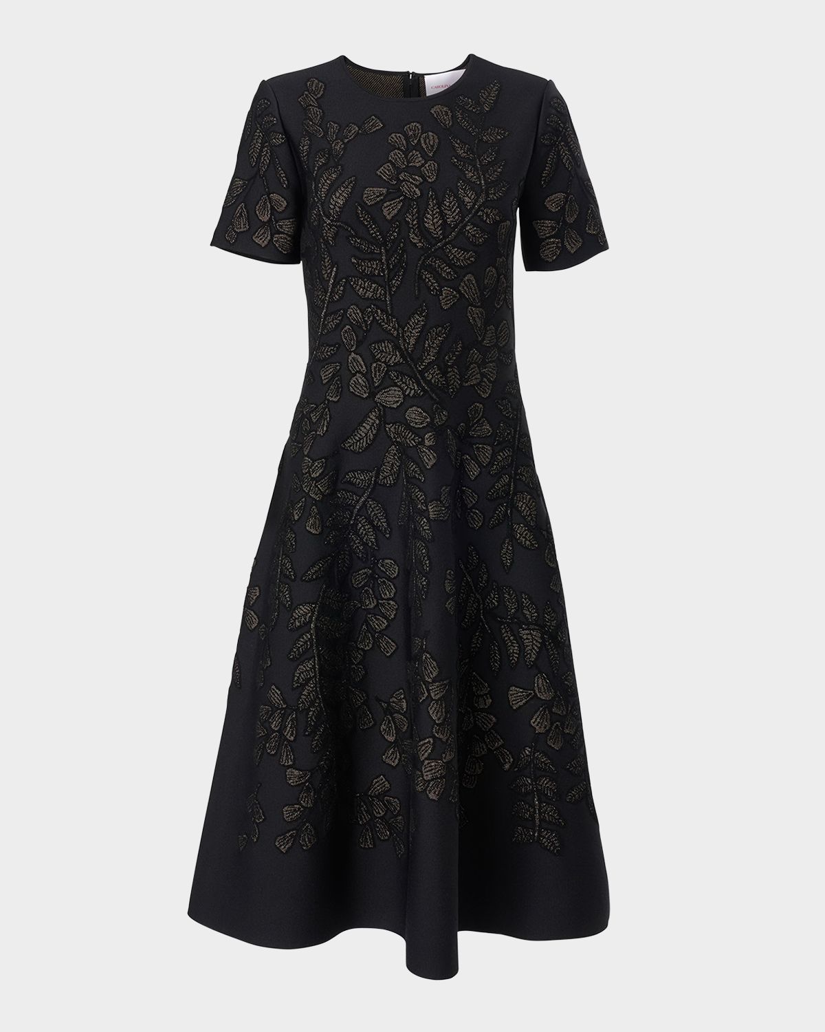 Carolina Herrera Gold-Leaf Jacquard idi Dress