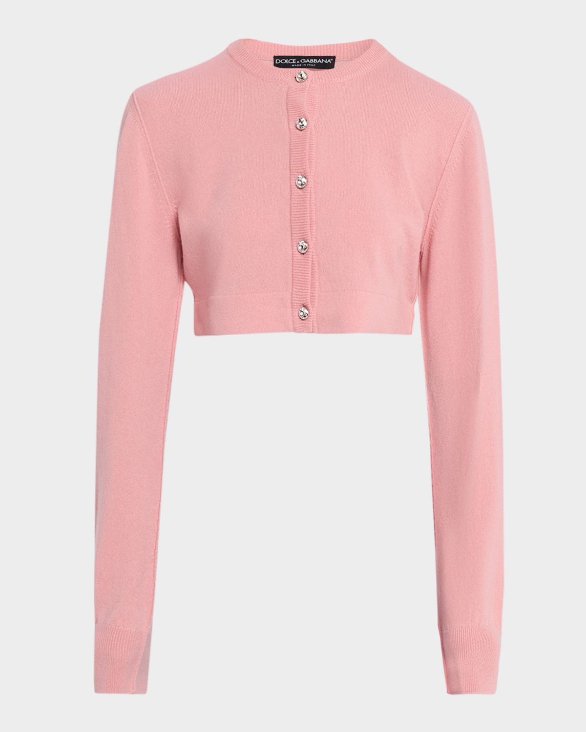 Dolce & Gabbana Crystal-Button Cashmere Crop Cardigan
