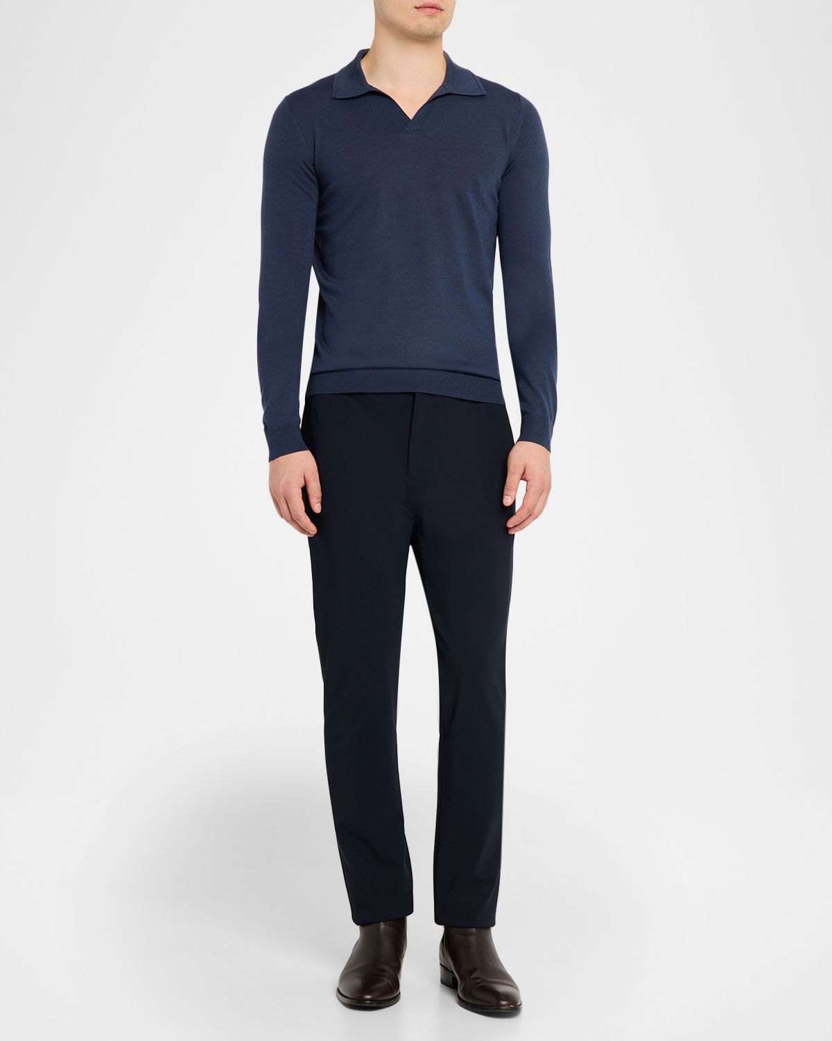 Reiss Men 's Milburn Merino Wool Johnny Collar Polo Shirt