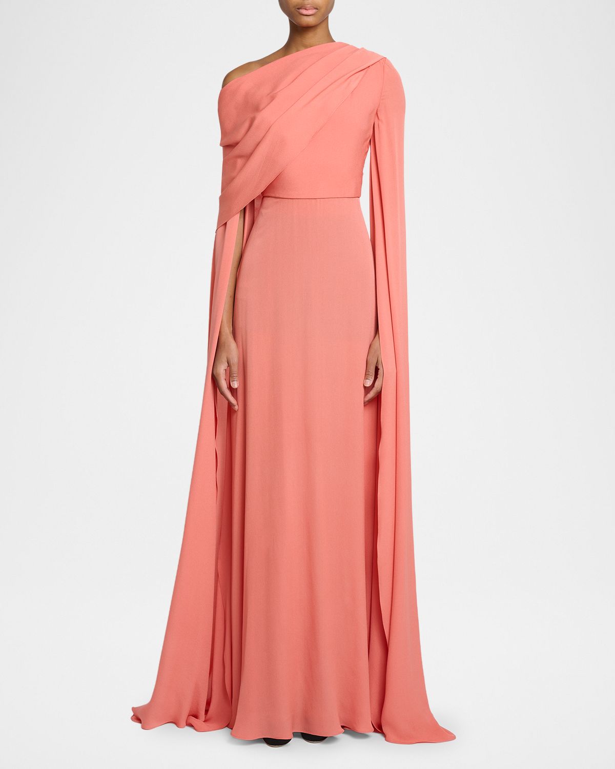 Elie Saab Off-The-Shoulder Split-Sleeve Silk Double Georgette Gown