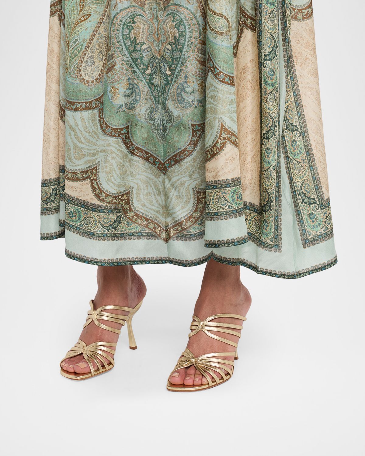 Zimmermann 85mm Aura Metallic Leather Mule Sandals