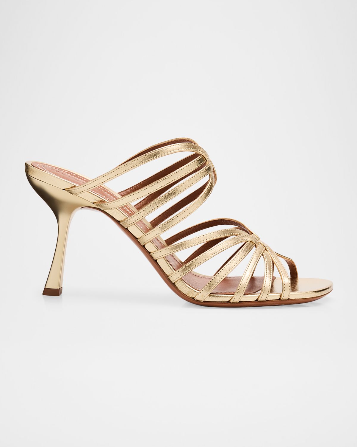 Zimmermann 85mm Aura Metallic Leather Mule Sandals