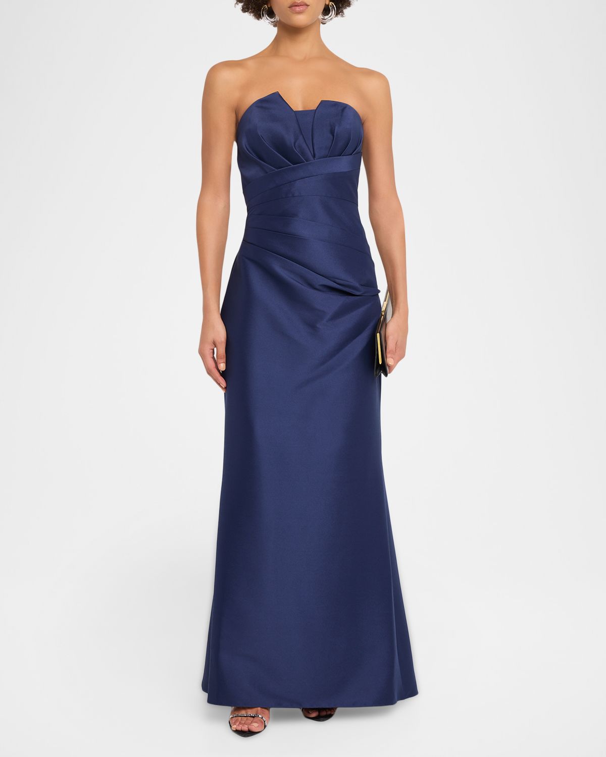 Badgley Mischka Strapless Mikado Trumpet Gown