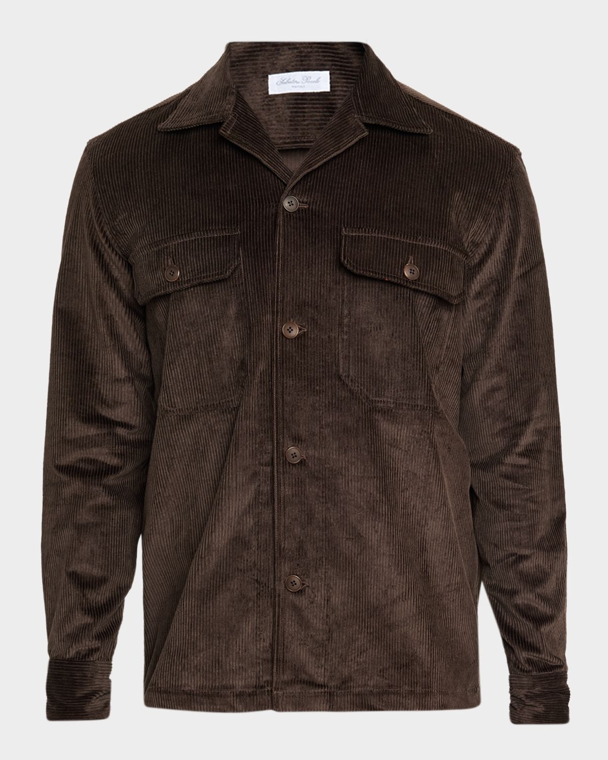 Salvatore Piccolo Men 's Cotton Corduroy Dual-Pocket Overshirt | Thumbnail 6 Salvatore Piccolo Men 's Cotton Corduroy Dual-Pocket Overshirt | Thumbnail 6