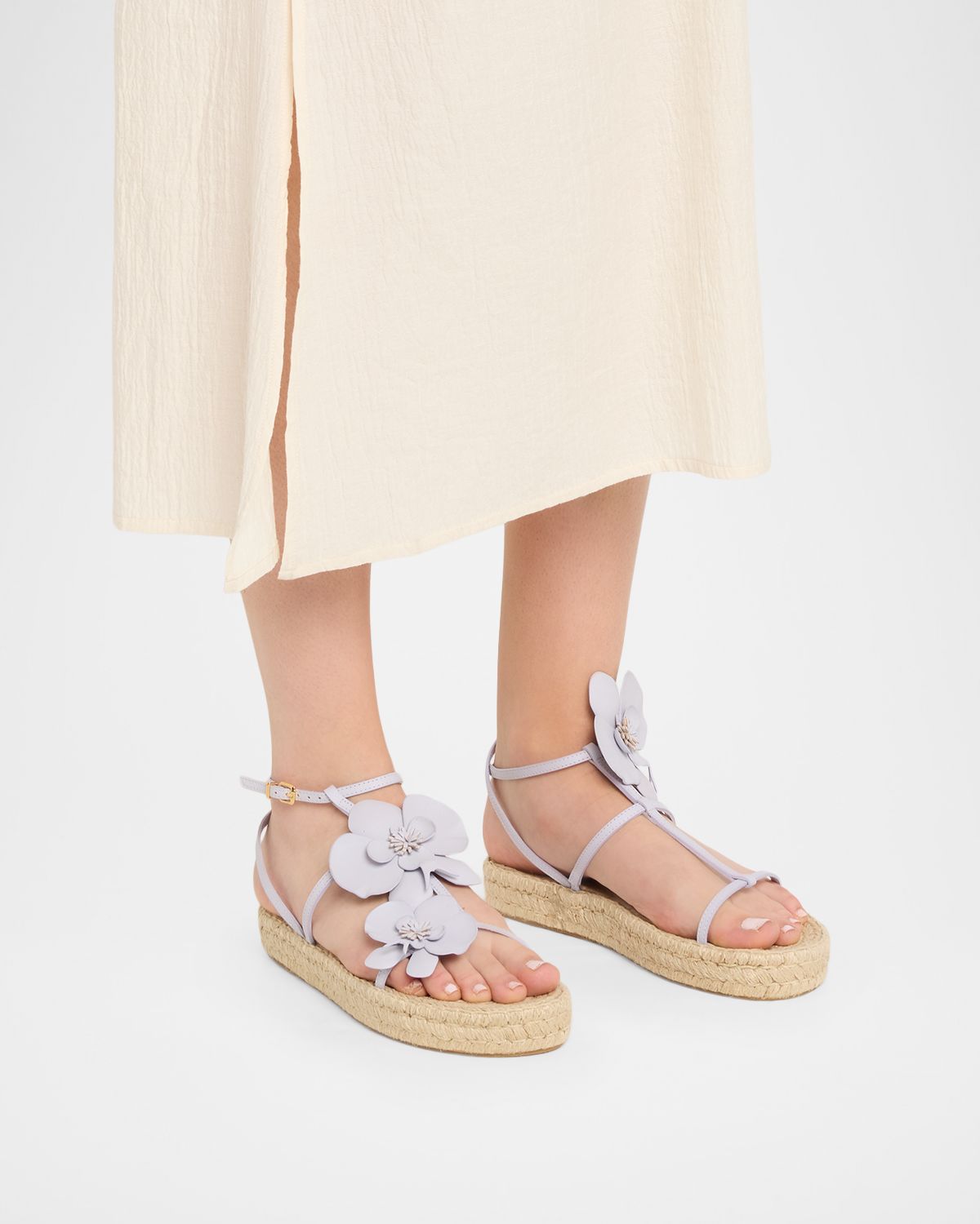 Zimmermann Orchid Leather Espadrille Sandals