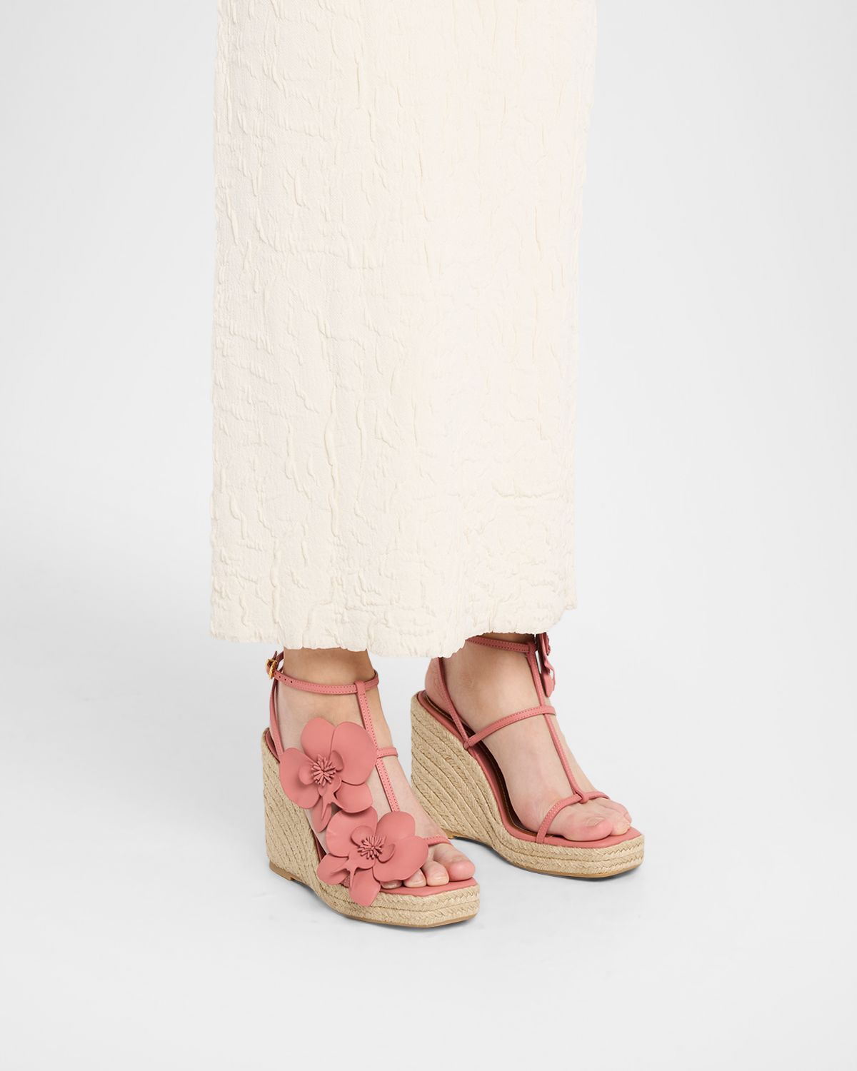 Zimmermann 110mm Orchid Leather Espadrille Wedge Sandals
