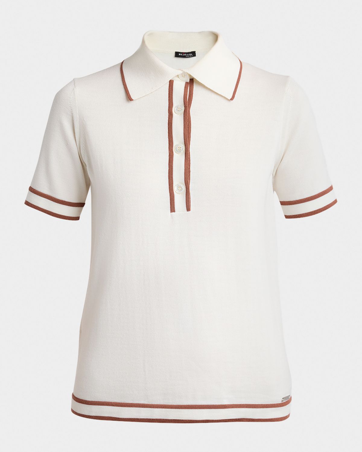 Kiton Short-Sleeve Rib Knit Polo Shirt