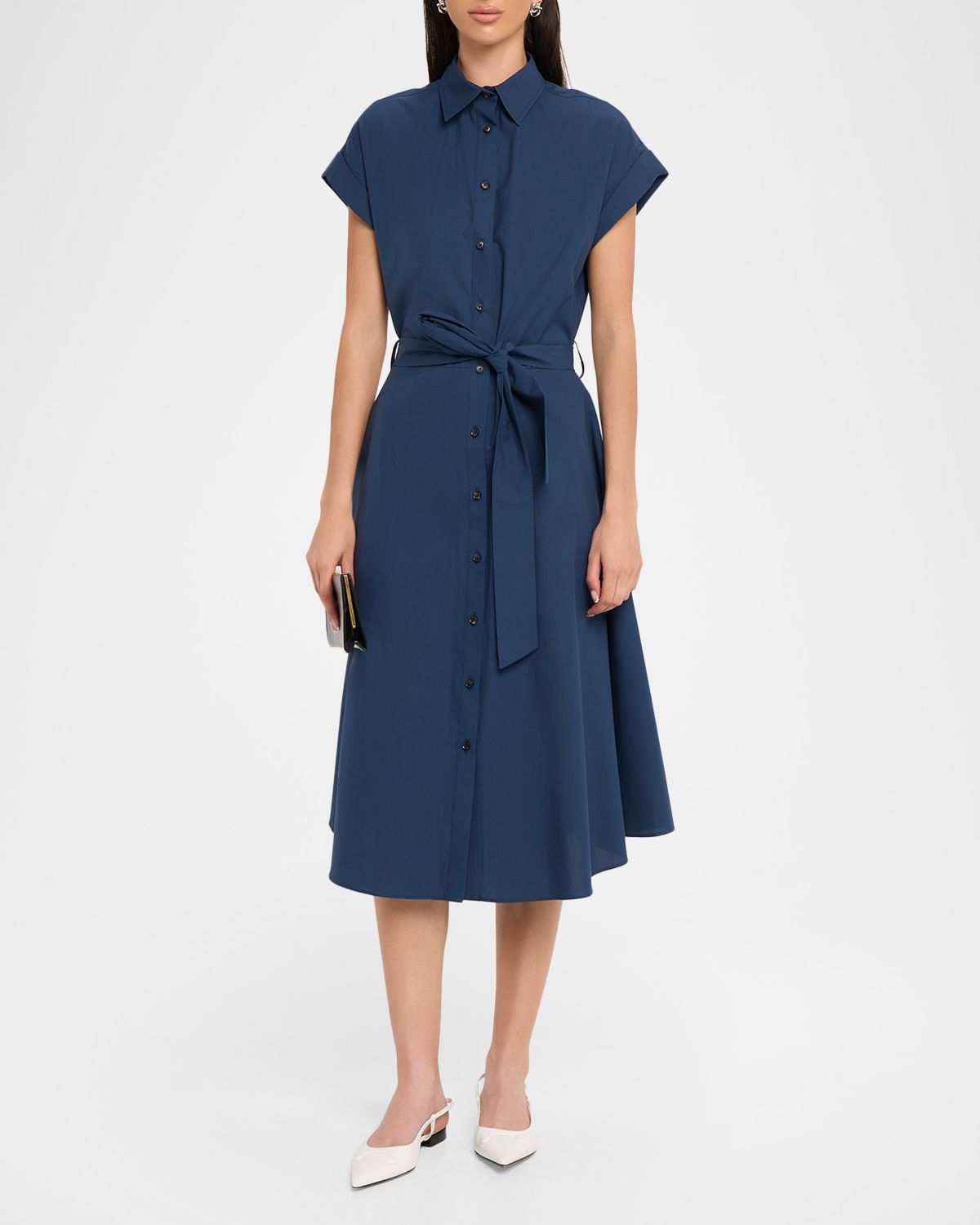Kiton Cotton Self-Belt Midi-Dress
