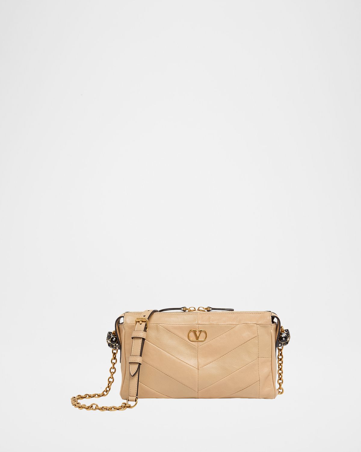 Valentino Garavani Small Chevron Patchwork Leather Shoulder Bag