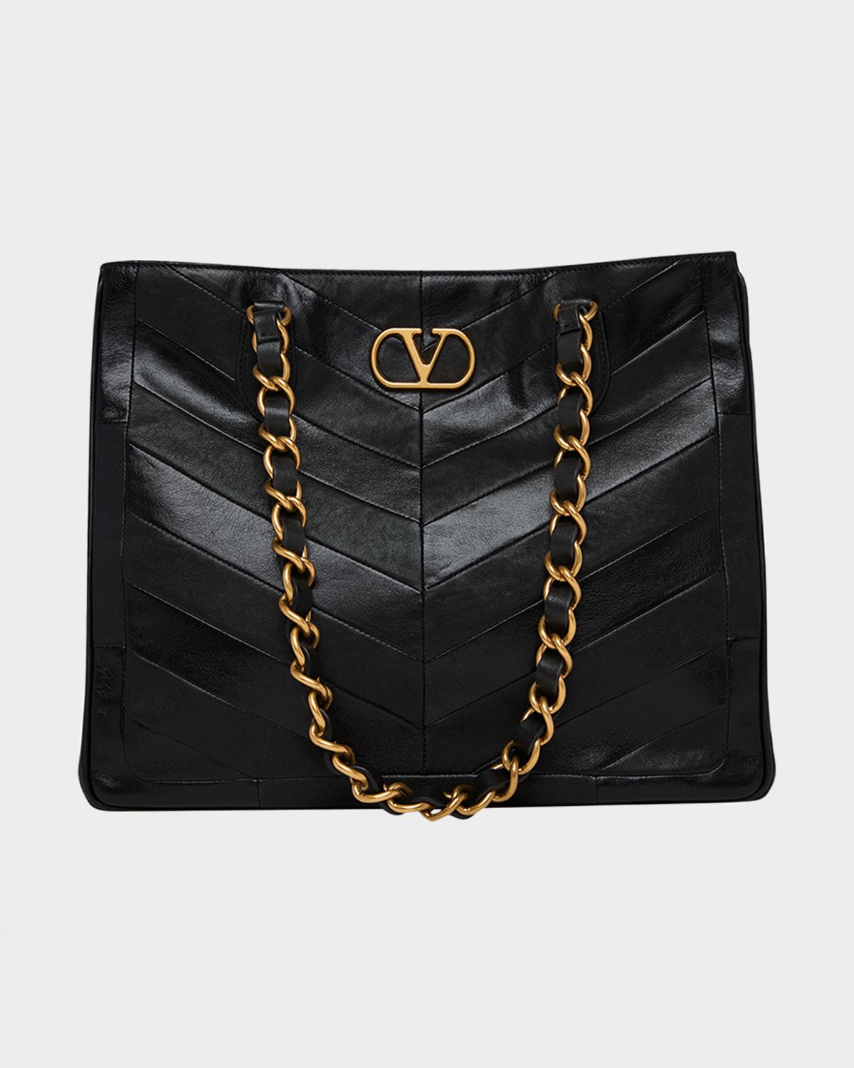Valentino Garavani Chevron Patchwork Nappa Leather Tote Bag