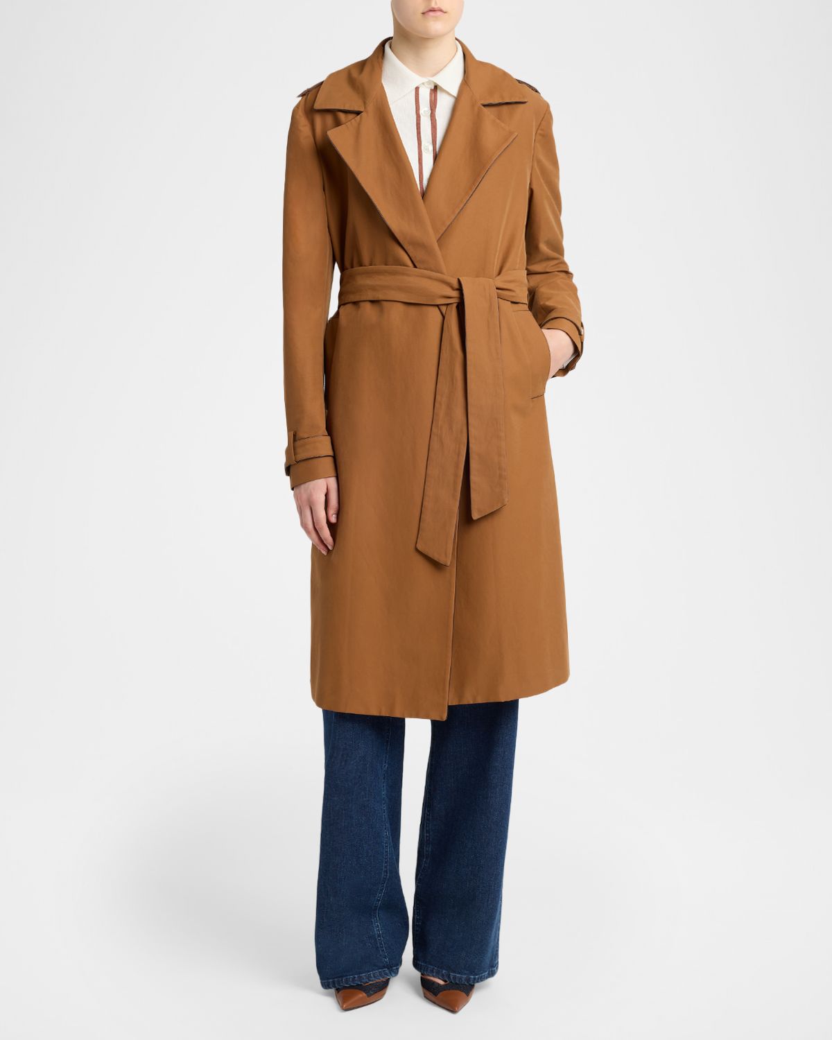 Kiton Belted Wrap Trench Coat