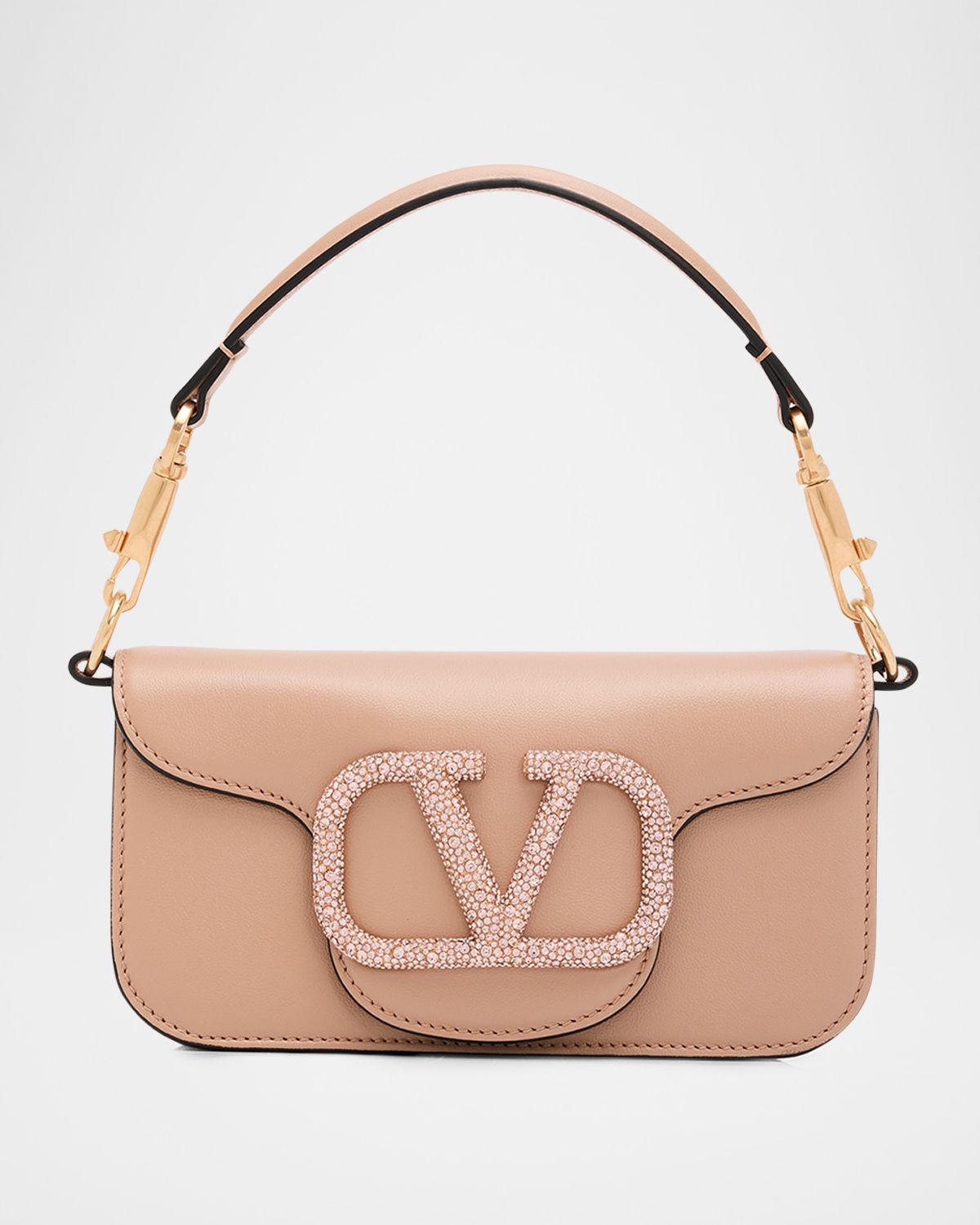 Valentino Garavani Loco Small Leather Top-Handle Bag with Jewel VLogo
