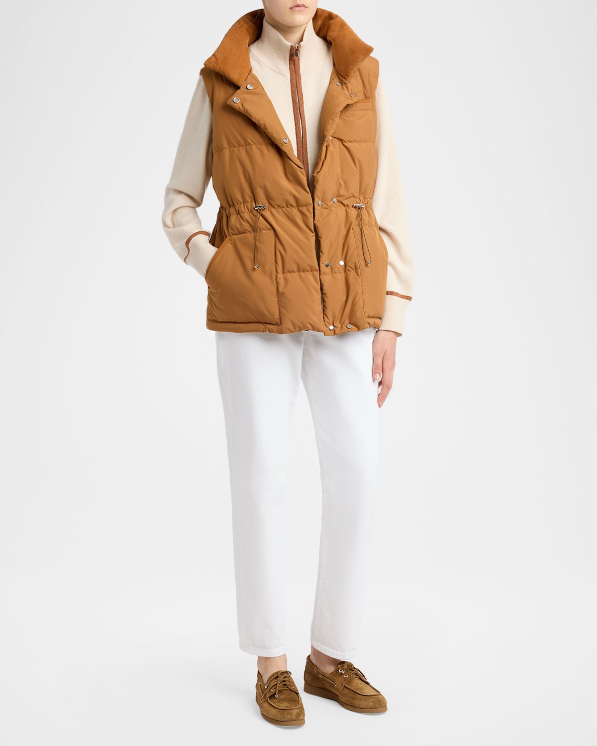 Kiton Suede-Collar Down Vest