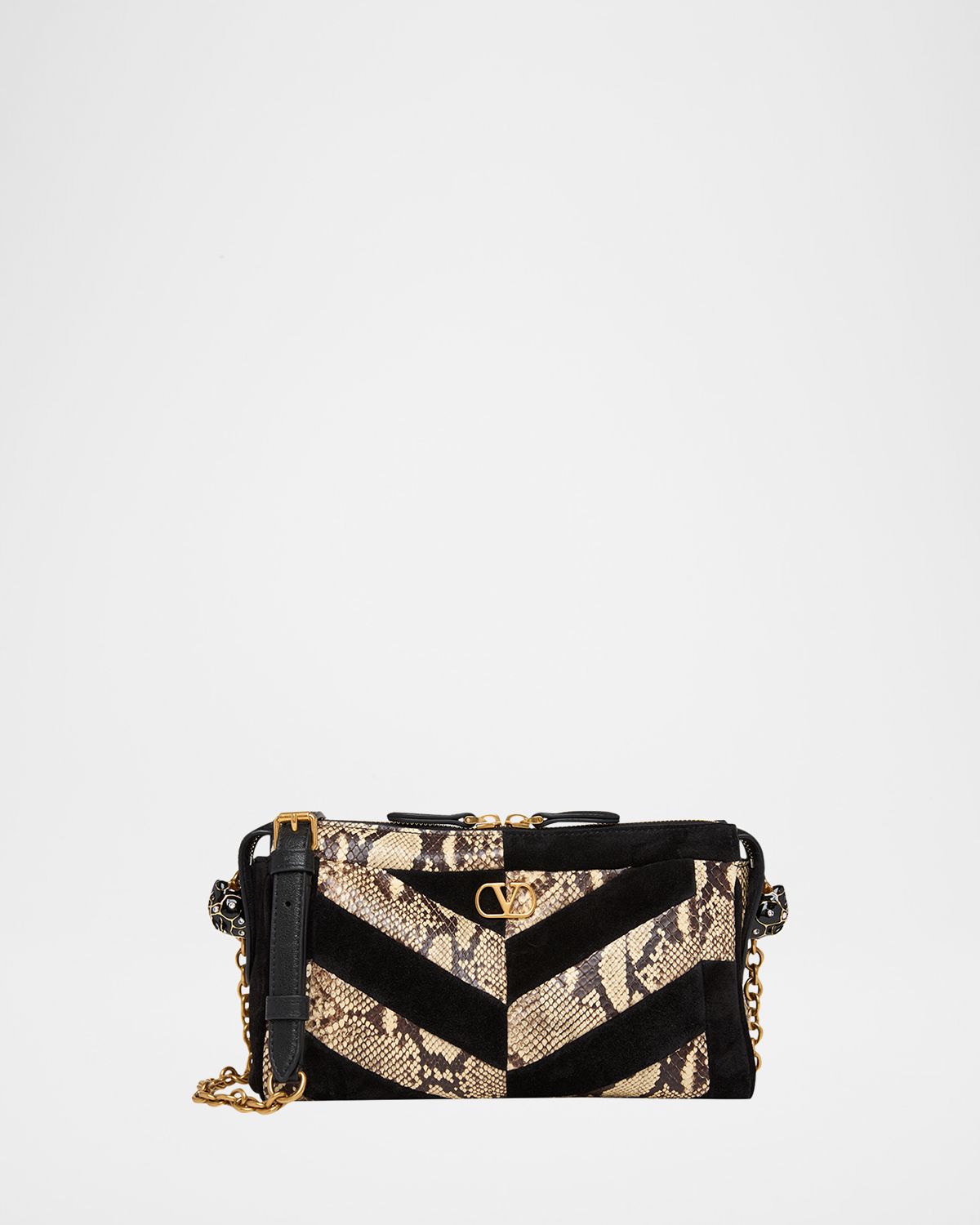 Valentino Garavani Small Patchwork Suede & Python Shoulder Bag