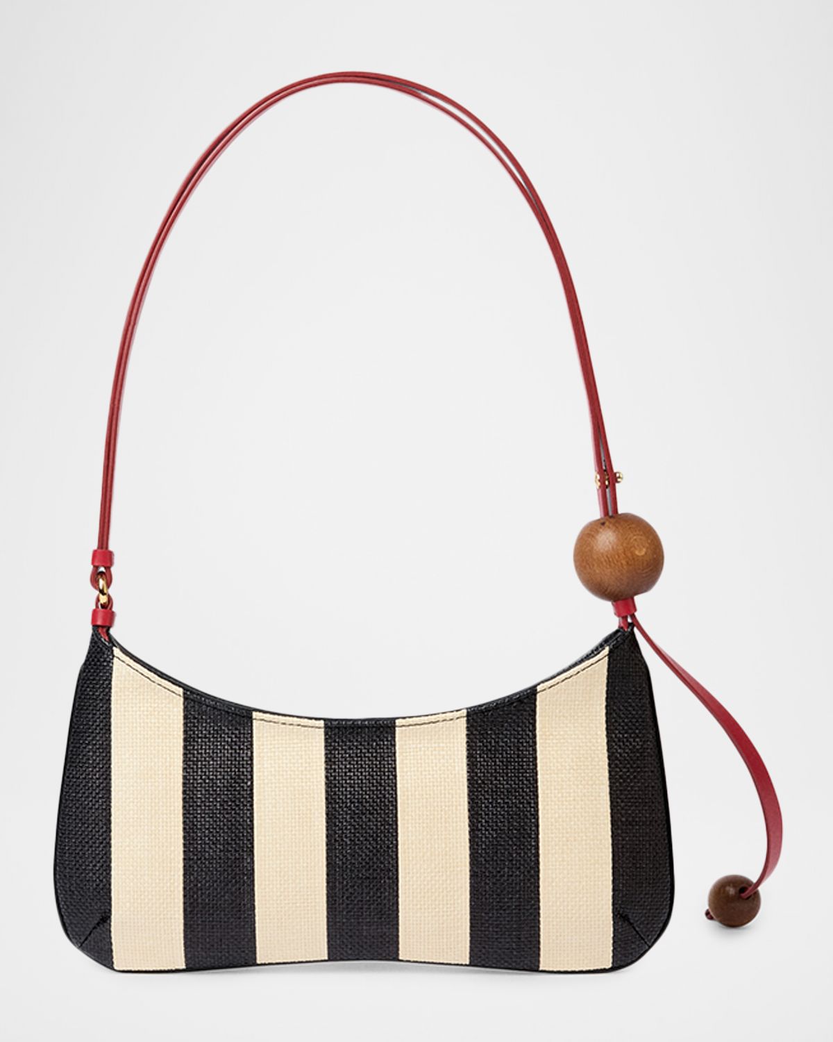 Jacquemus Le Bisou Perle Striped Raffia Shoulder Bag