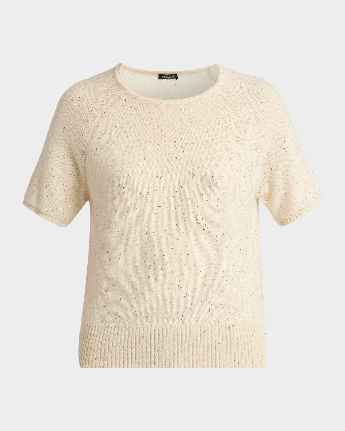 Kiton Paillette Cashmere Knit Short-Sleeve Sweater