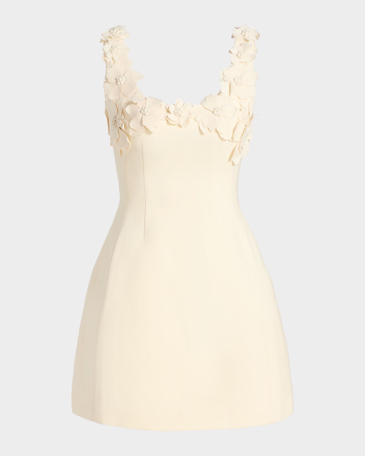 Monique Lhuillier Floral Applique Wool Sculpted Mini Dress