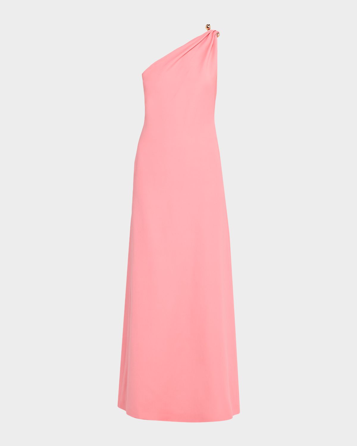 Monique Lhuillier Plumeria One-Shoulder Draped Wool Gown