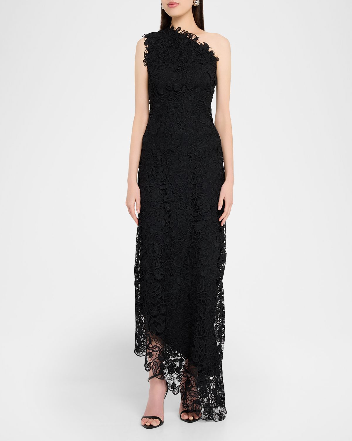 Monique Lhuillier Asymmetric Guipure Lace One-Shoulder Fown | Thumbnail 5 Monique Lhuillier Asymmetric Guipure Lace One-Shoulder Fown | Thumbnail 5