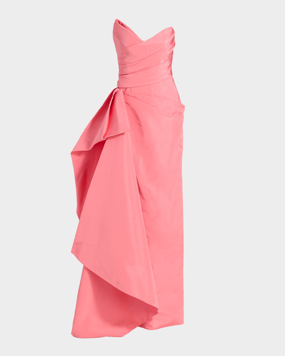 Monique Lhuillier Strapless Draped Silk Faille Gown