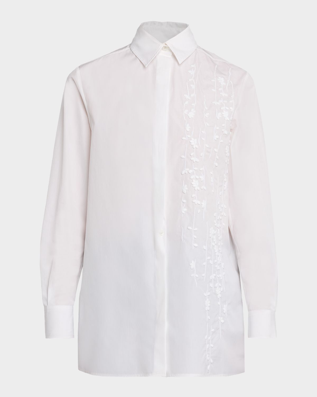 Kiton Embroidered Cotton Poplin Button-Down Shirt