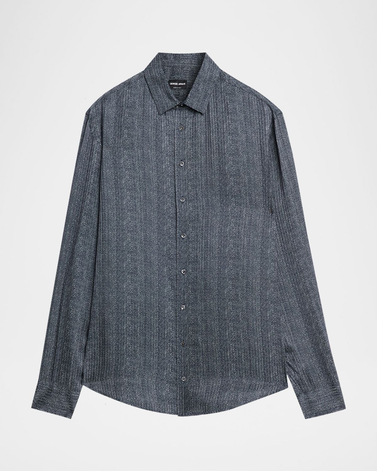 Giorgio Armani Men 's Stripe-Print Viscose and Silk Button-Down Shirt