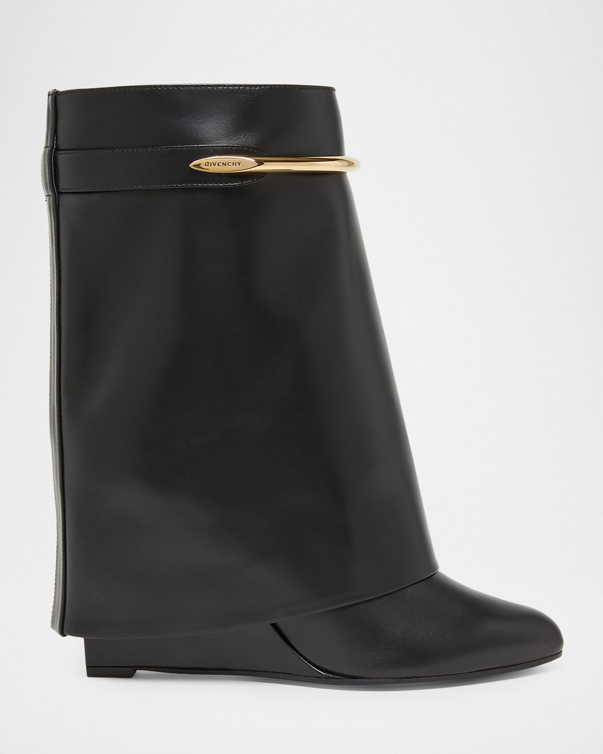 Givenchy Shark Pinch Draped Leather Wedge Ankle Boots