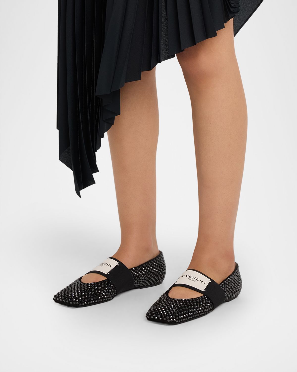 Givenchy Label Embellished Suede Ballerina Flats